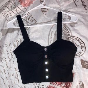 Black Bustier tank with buttons